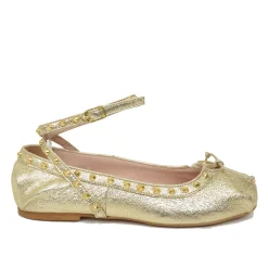 Ballerine DIVINE FOLLIE color Platino in Pelle Laminata Dorata con Bor