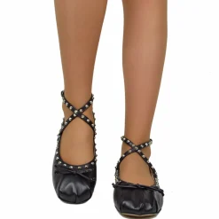Ballerine DIVINE FOLLIE Donna Nere Punta Squadrata con Borchie Made in