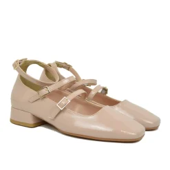 Ballerine Donna Cipria Punta Squadrata Mary Jane Made in Italy