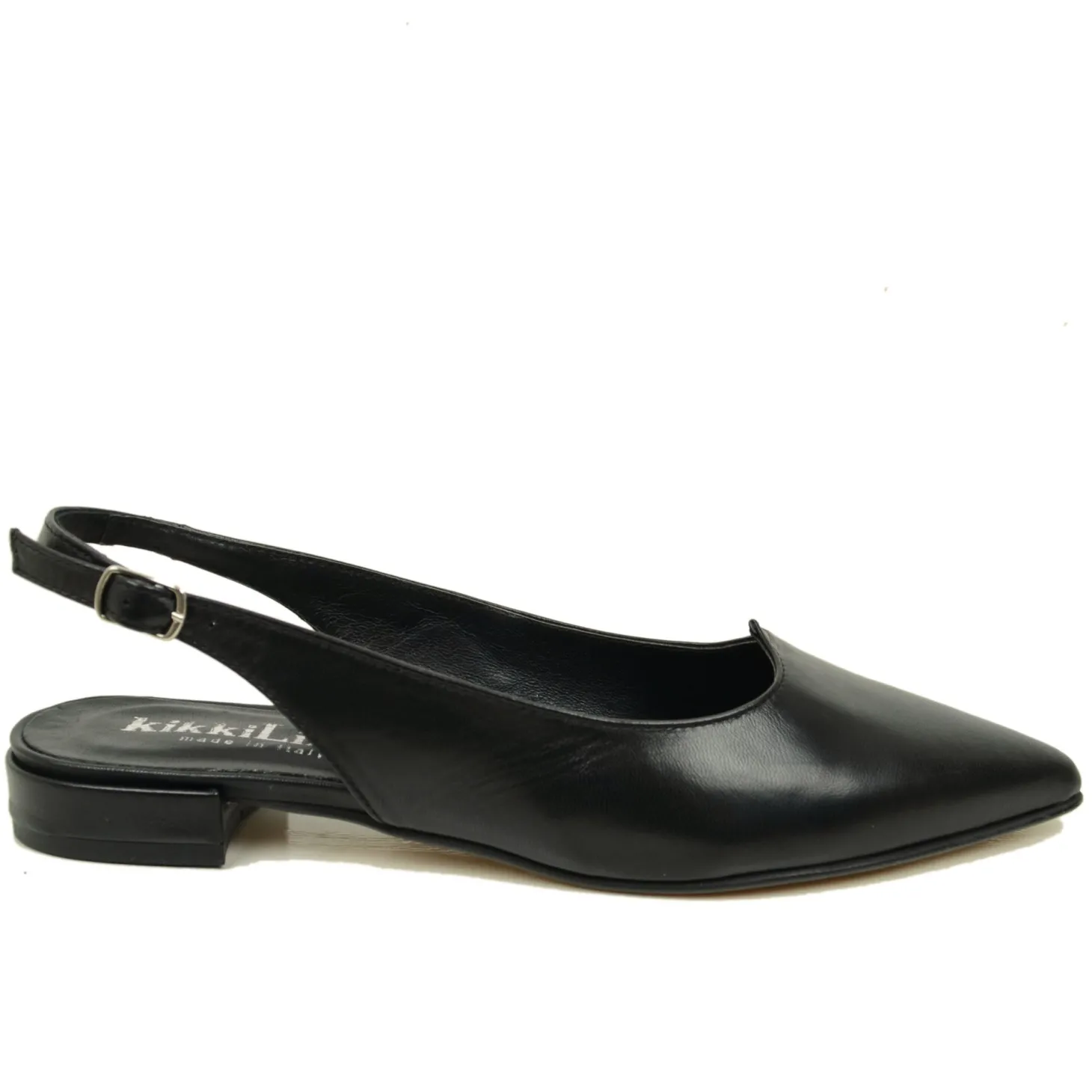 Ballerine Donna Nere in Pelle con Cinturino Made in Italy