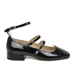 Ballerine Donna Nere Punta Squadrata Mary Jane Made in Italy