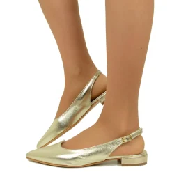 Ballerine Donna Platino in Pelle con Cinturino Made in Italy