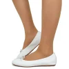 Ballerine in Nappa Bianche Elasticizzate con Zeppetta interna