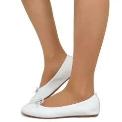Ballerine in Nappa Bianche Elasticizzate con Zeppetta interna