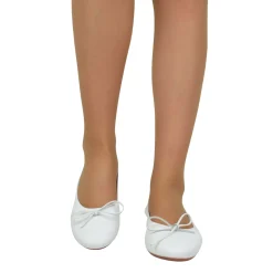 Ballerine in Nappa Bianche Elasticizzate con Zeppetta interna