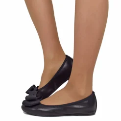 Ballerine in Nappa Nere Elasticizzate con Zeppetta interna