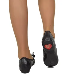 Ballerine in Nappa Nere Elasticizzate con Zeppetta interna
