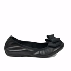 Ballerine in Nappa Nere Elasticizzate con Zeppetta interna