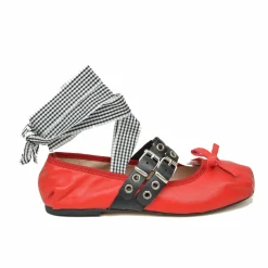 Ballerine Schiava DIVINE FOLLIE color Rosso in Pelle Nappa Punta Quadrata