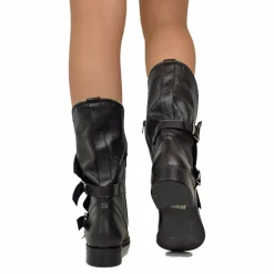 Biker Boots Stivali in Pelle Nera Traforata Made in Italy