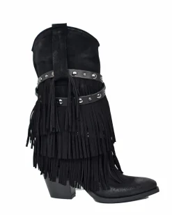 Black Suede Fringed Cowboy Boots – Wild West Vibes