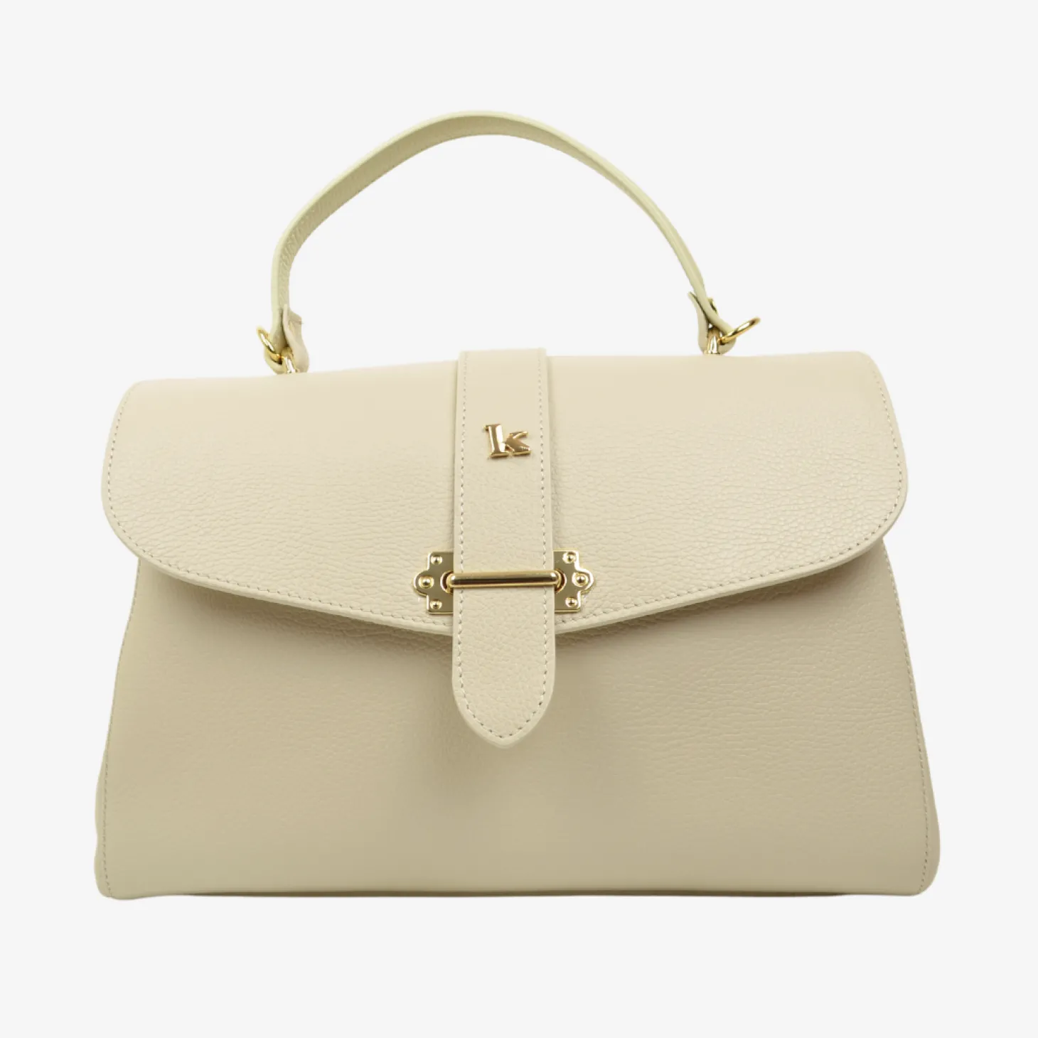 Borsa a Mano Baule Grande Capiente in Pelle Crema