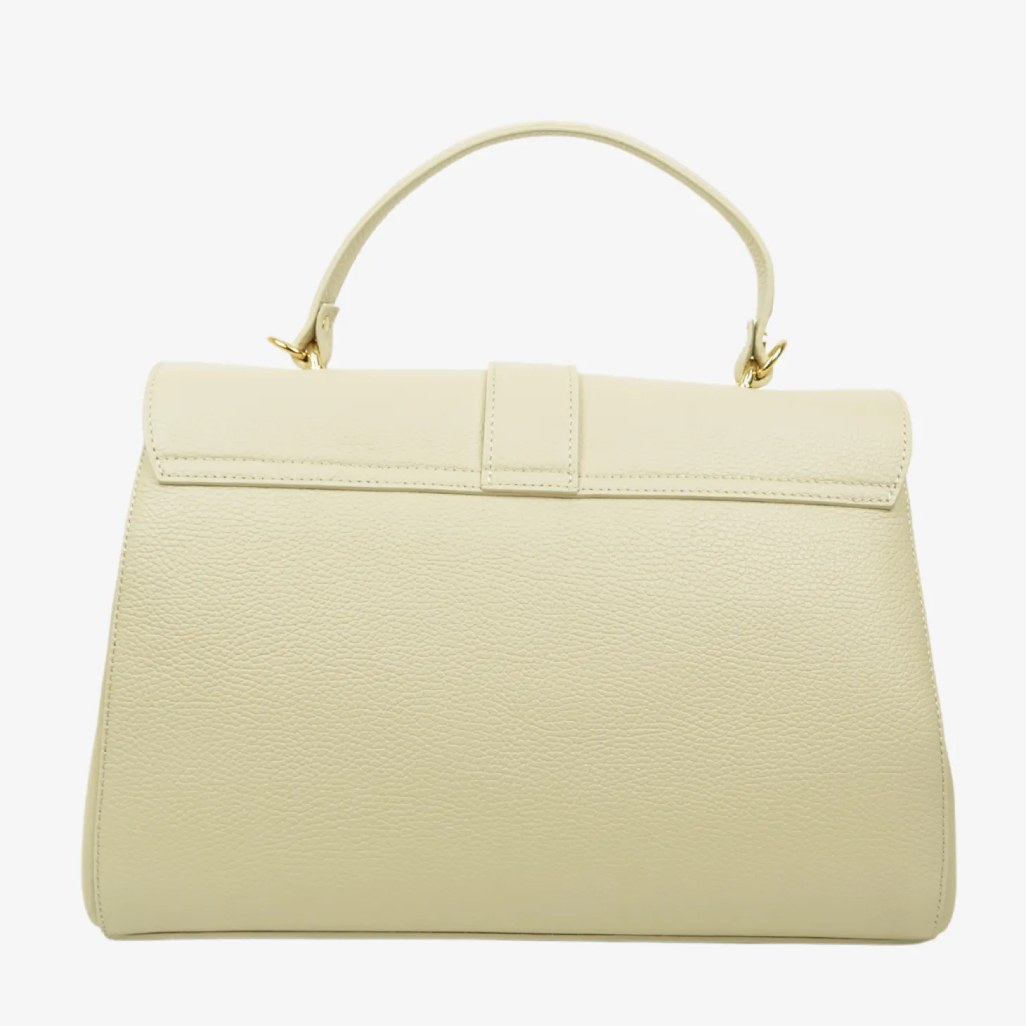 Borsa a Mano Baule Grande Capiente in Pelle Crema