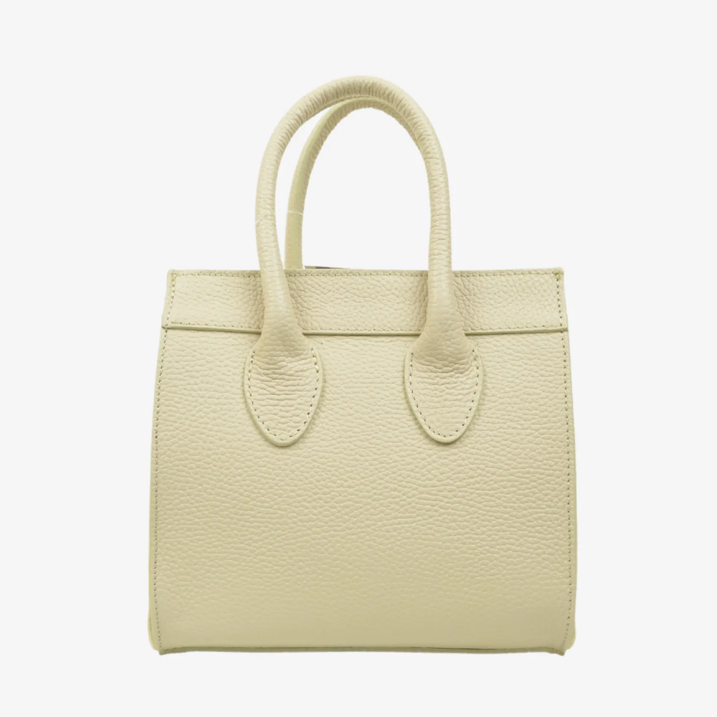 Borsa a Mano in Rafia e in Pelle Beige con Taschino Anteriore