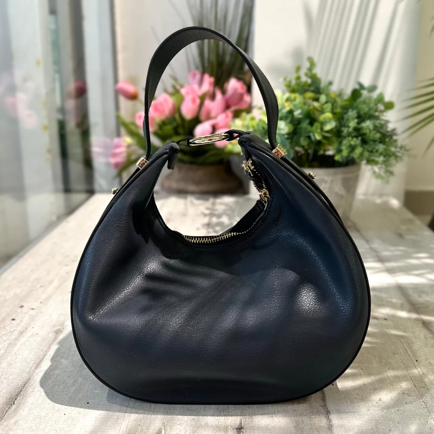 Borsa Luna Vera Pelle Blue con Tracolla o a Spalla o Pochette