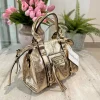 Borsa Mini color Bronzo Metal Similpelle a Spalla con Tracolla e Zip
