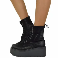 7 cm Platform Ankle Boots Soft Suede Chunky Boots Black