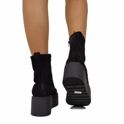 7 cm Platform Ankle Boots Soft Suede Chunky Boots Black