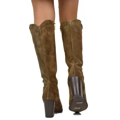 Elegant High Texan Boots with Zip Tight Shaft 8cm Heel Genuine Leather