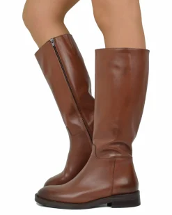 Equestrian Leather Boots – Rubber Sole, Zip, Classic Tan
