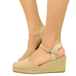 Espadrillas Platform in Corda Cipria in Similpelle Scamosciata