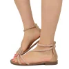 Flat Sandals with Rhinestones and Heel in Simulated Leather Brand Caff