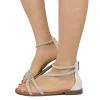Flat Sandals with Rhinestones and Heel in Simulated Leather Brand Caff