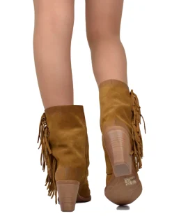 Fringed Western Boots, Suede, High Heel 9 cm