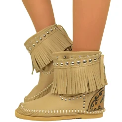 Indianini in Pelle Beige con Frange Made in Italy