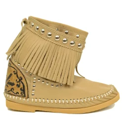 Indianini in Pelle Beige con Frange Made in Italy