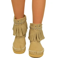 Indianini in Pelle Beige con Frange Made in Italy