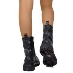 Lace Up Amphibian Boots with Silver Studs Genuine Leather Chunky Boots