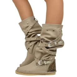 Native American Moccasin Boots Boho with Studs Made in Italy