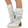 Native American Moccasin Boots Women's White Slave Laces Made in Italy