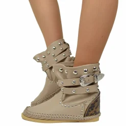 Native American Moccasin Boots – Low Indianini in Beige Leather