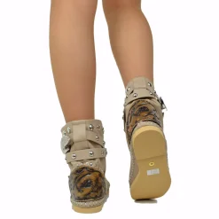 Native American Moccasin Boots – Low Indianini in Beige Leather