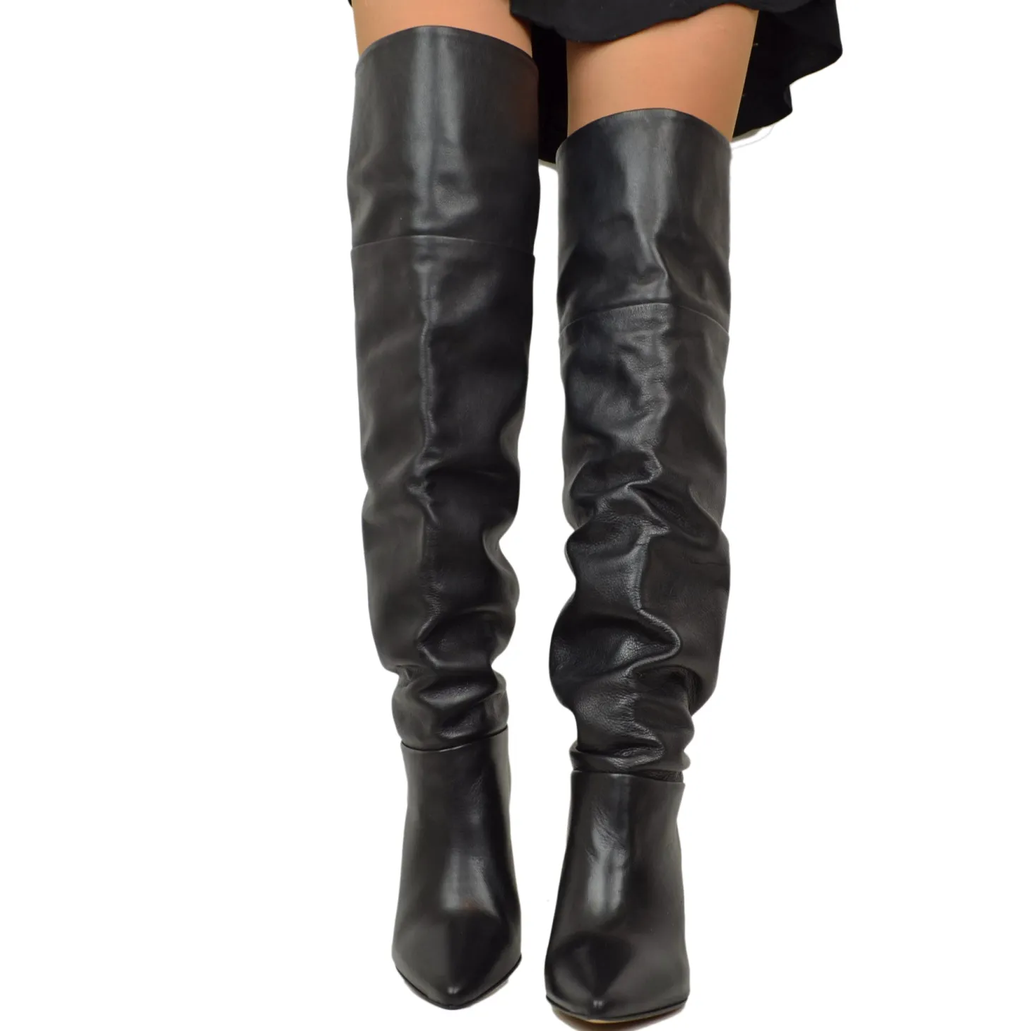 Overknee Leather Stiletto Heel Elegant Knee High Boots