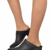 Perforated Black Leather Mules – 4 cm Heel, Made in Italy
