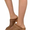 Perforated Leather Mules – 4 cm Heel, Made in Italy, Tan