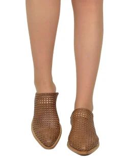 Perforated Leather Mules – 4 cm Heel, Made in Italy, Tan