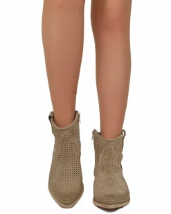 Perforated Suede Ankle Boots – Summer Western Style