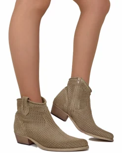 Perforated Suede Ankle Boots – Summer Western Style