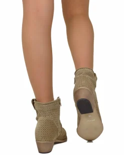 Perforated Suede Ankle Boots – Summer Western Style
