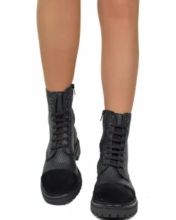 Perforated Summer Combat Boots – Genuine Leather, Suede Toe, Light Lug