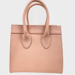 Pink Raffia and Leather Handbag with Front Pocket