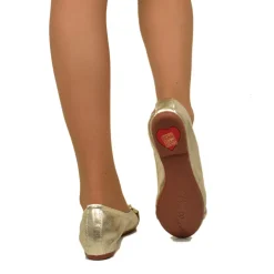Platinum-colored Ballerinas in Stretch Nappa with Horsebit