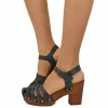 Sandali a Ragnetto Neri in Pelle Ingrassata Made in Italy