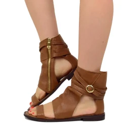 Sandali a Stivaletto Donna Sigaro con Zip Made in Italy