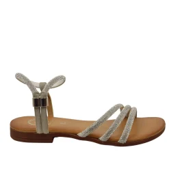 Sandali Donna Argento in Pelle con Strass Made in Italy