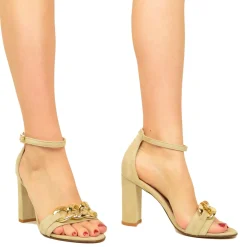 Sandali Donna Beige in Pelle Scamosciata Made in Italy